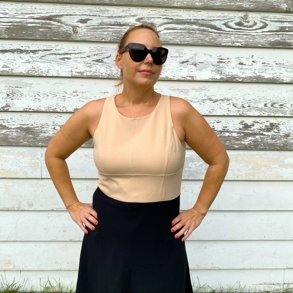 Ann Taylor Fit and Flare Cream and Black Dress sz 12 - Picture 8 of 13